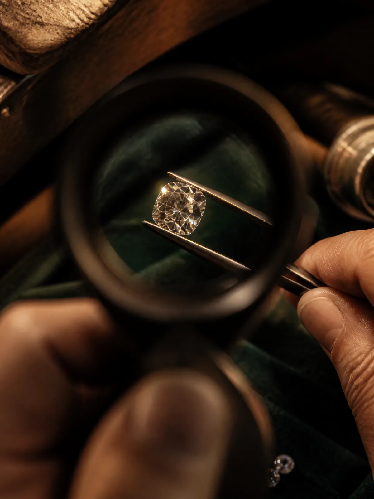 A finished ring examined through a loupe