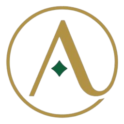 The AUREA emblem: a gold letter A in a gold ring, holding a green diamond at its heart